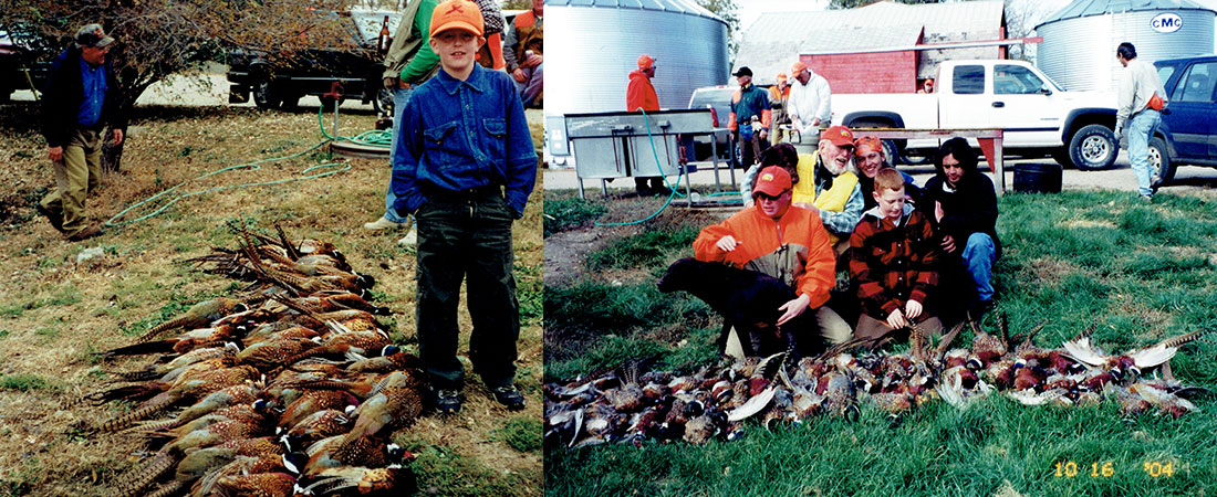 Pointing dog on wild rooster in Beadle County